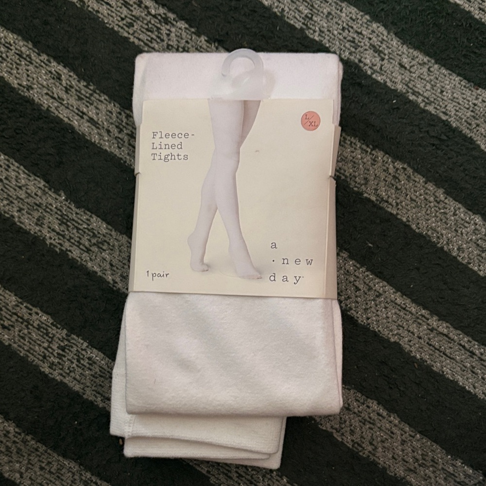 A New Day Soft White Fleece-Lined Tights